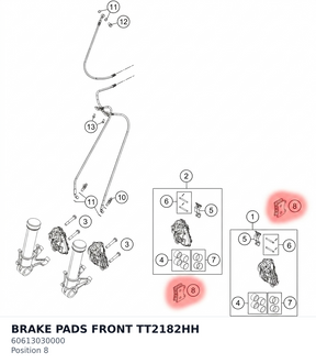 Diagram preview: BRAKE PADS FRONT TT2182HH (60613030000)