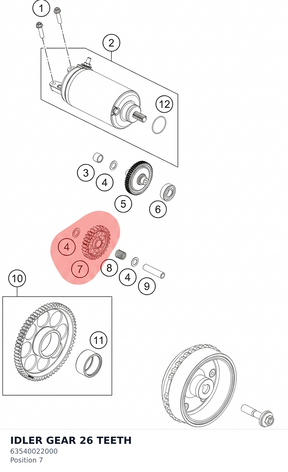 Diagram preview: IDLER GEAR 26 TEETH (63540022000)
