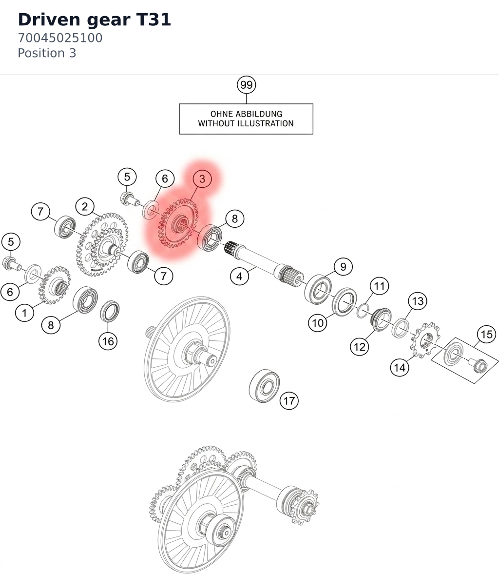 Diagram preview: Driven gear T31 (70045025100)