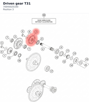 Diagram preview: Driven gear T31 (70045025100)