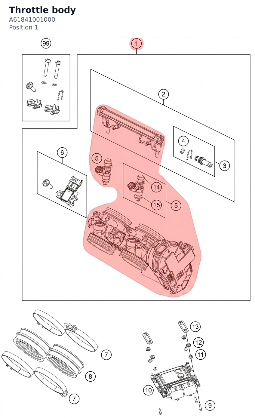 Diagram preview: Throttle body (A61841001000)