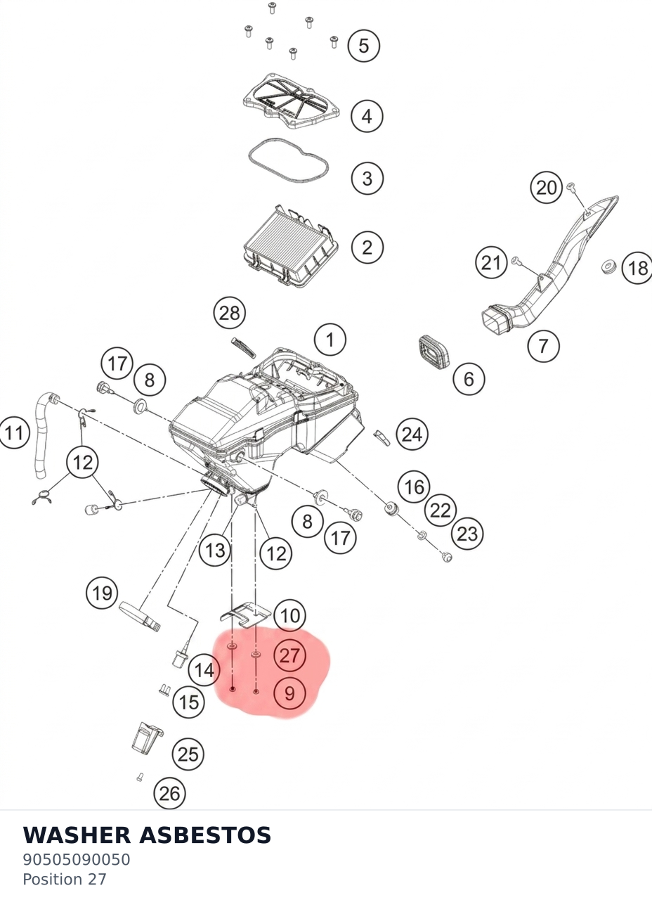 Diagram preview: WASHER ASBESTOS (90505090050)