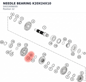 Diagram preview: NEEDLE BEARING K20X24X10 (50033098000)