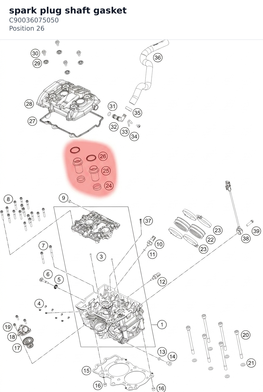 Diagram preview: spark plug shaft gasket (C90036075050)
