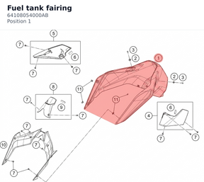 Diagram preview: Fuel tank fairing (64108054000AB)