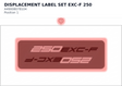 Diagram preview: DISPLACEMENT LABEL SET EXC-F 250 (A49008078104)