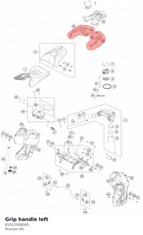 Diagram preview: Grip handle left (61912008000)