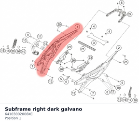 Diagram preview: Subframe right dark galvano (64103002006KC)