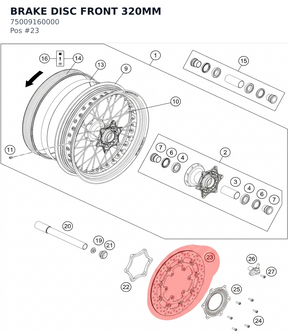 Diagram preview: BRAKE DISC FRONT 320MM (75009160000)