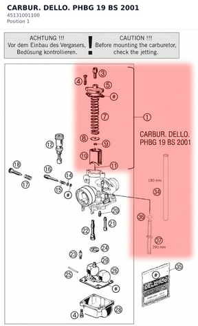 Diagram preview: CARBUR. DELLO. PHBG 19 BS 2001 (45131001100)