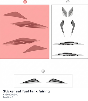 Diagram preview: Sticker set fuel tank fairing (63608090300)