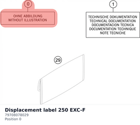 Diagram preview: Displacement label 250 EXC-F (79708078029)