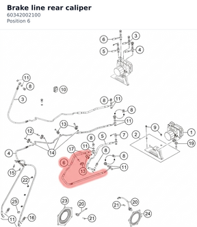 Diagram preview: Brake line rear caliper (60342002100)