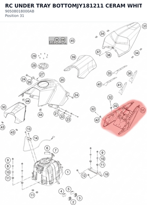 Diagram preview: RC UNDER TRAY BOTTOMJY181211 CERAM WHITE (90508018000AB)