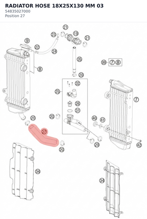 Diagram preview: RADIATOR HOSE 18X25X130 MM  03 (54835027000)