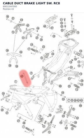 Diagram preview: CABLE DUCT BRAKE LIGHT SW. RC8 (69011047000)