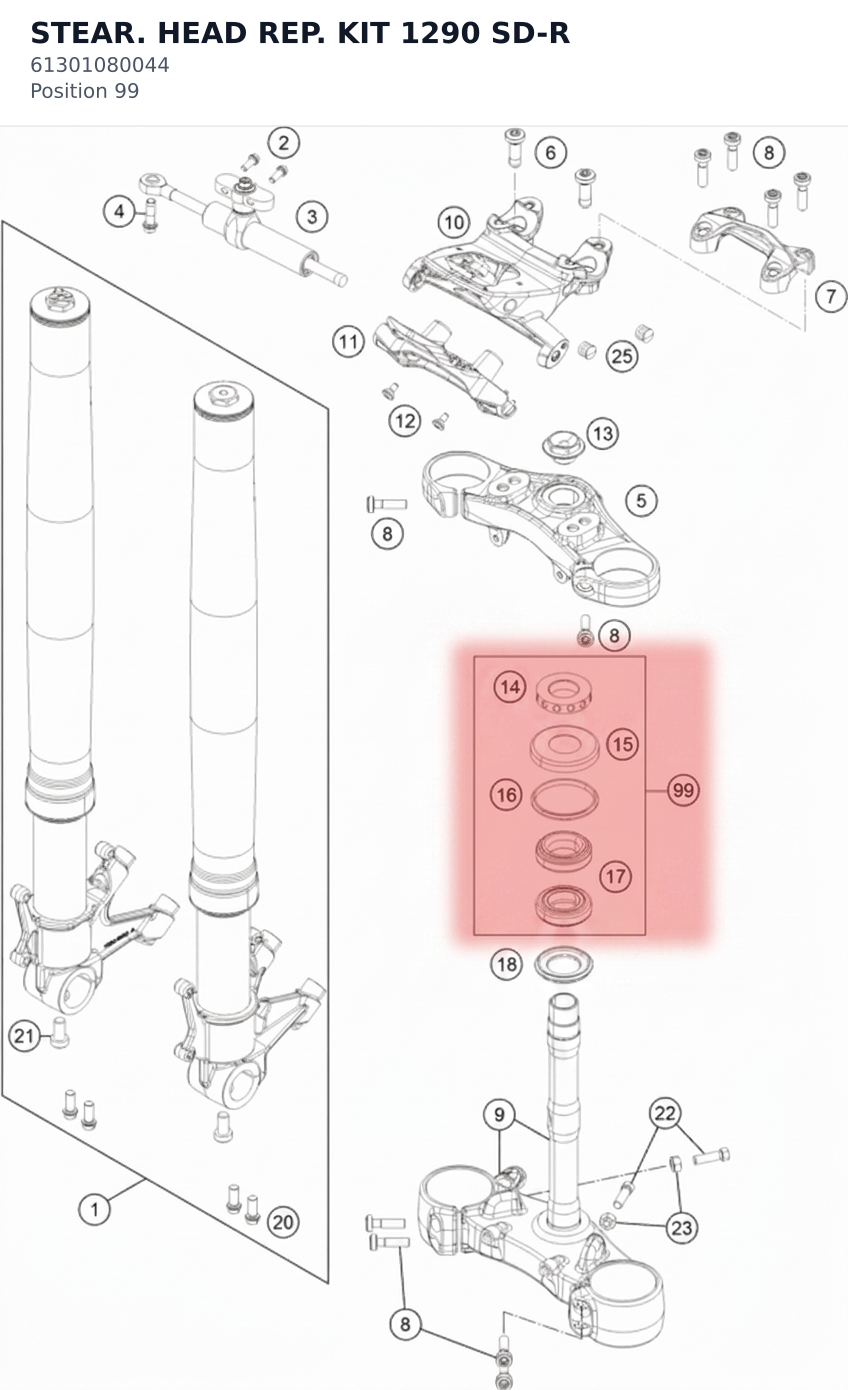 Diagram preview: STEAR. HEAD REP. KIT 1290 SD-R (61301080044)