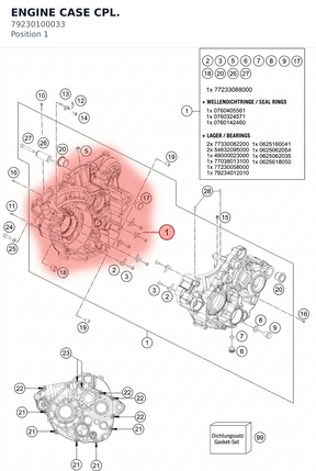 Diagram preview: ENGINE CASE CPL. (79230100033)