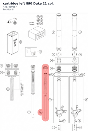 Diagram preview: cartridge left 890 Duke 21 cpl. (43578195S7)