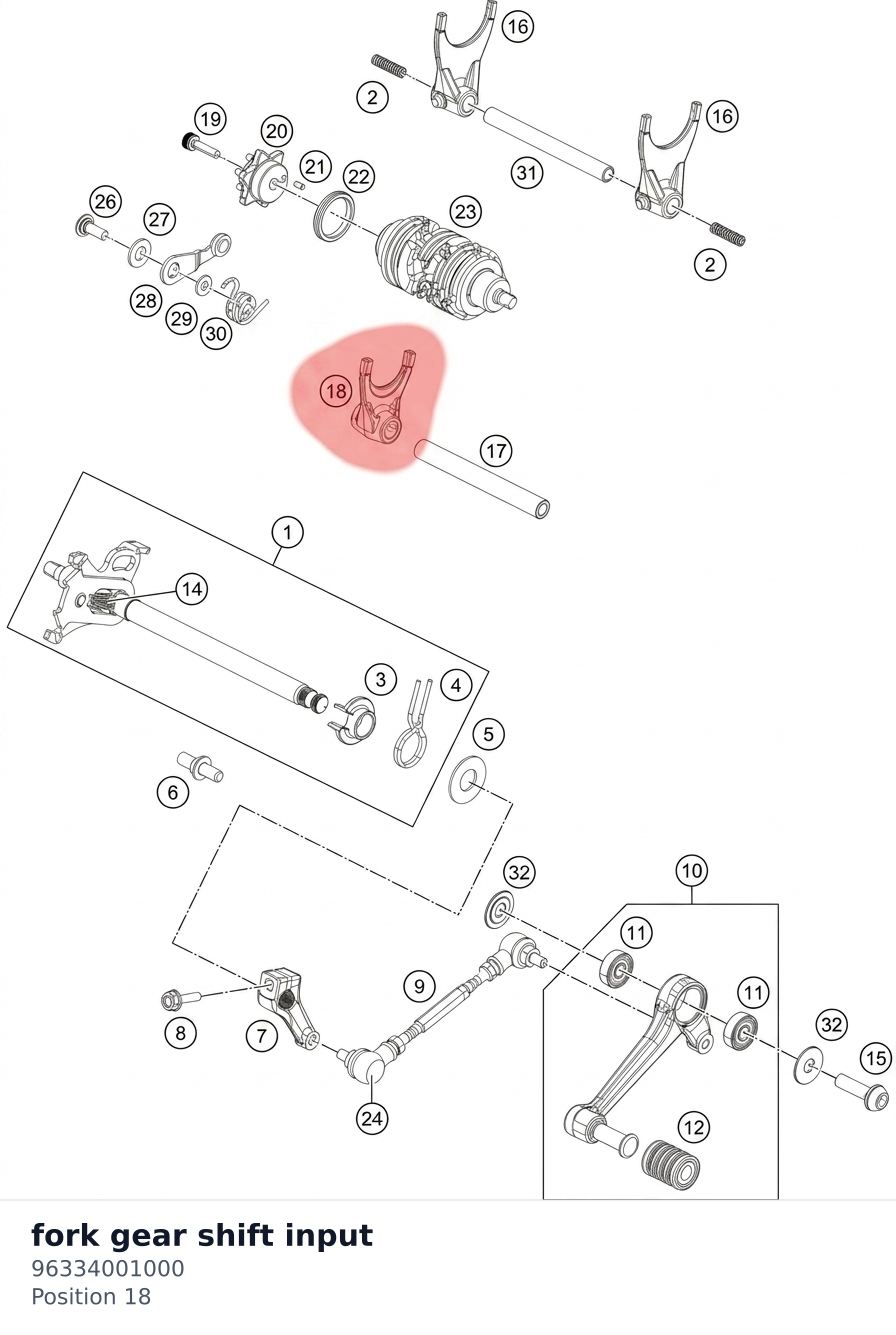 Diagram preview: fork gear shift input (96334001000)