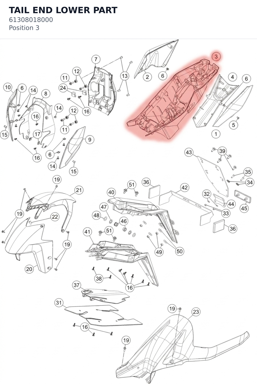 Diagram preview: TAIL END LOWER PART (61308018000)