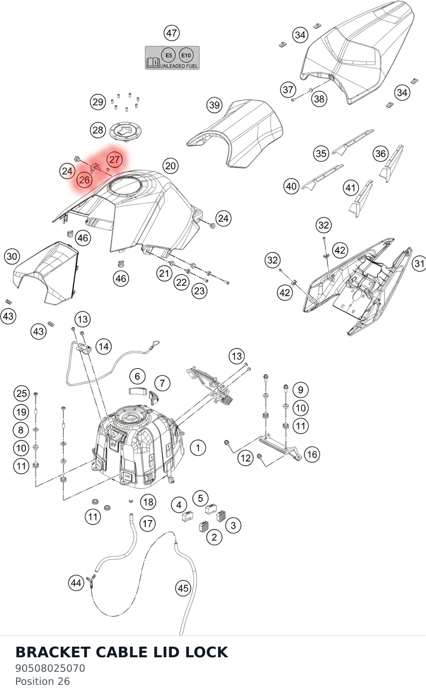 Diagram preview: BRACKET CABLE LID LOCK (90508025070)