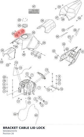 Diagram preview: BRACKET CABLE LID LOCK (90508025070)