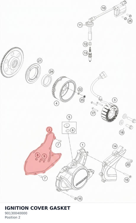 Diagram preview: IGNITION COVER GASKET (90130040000)