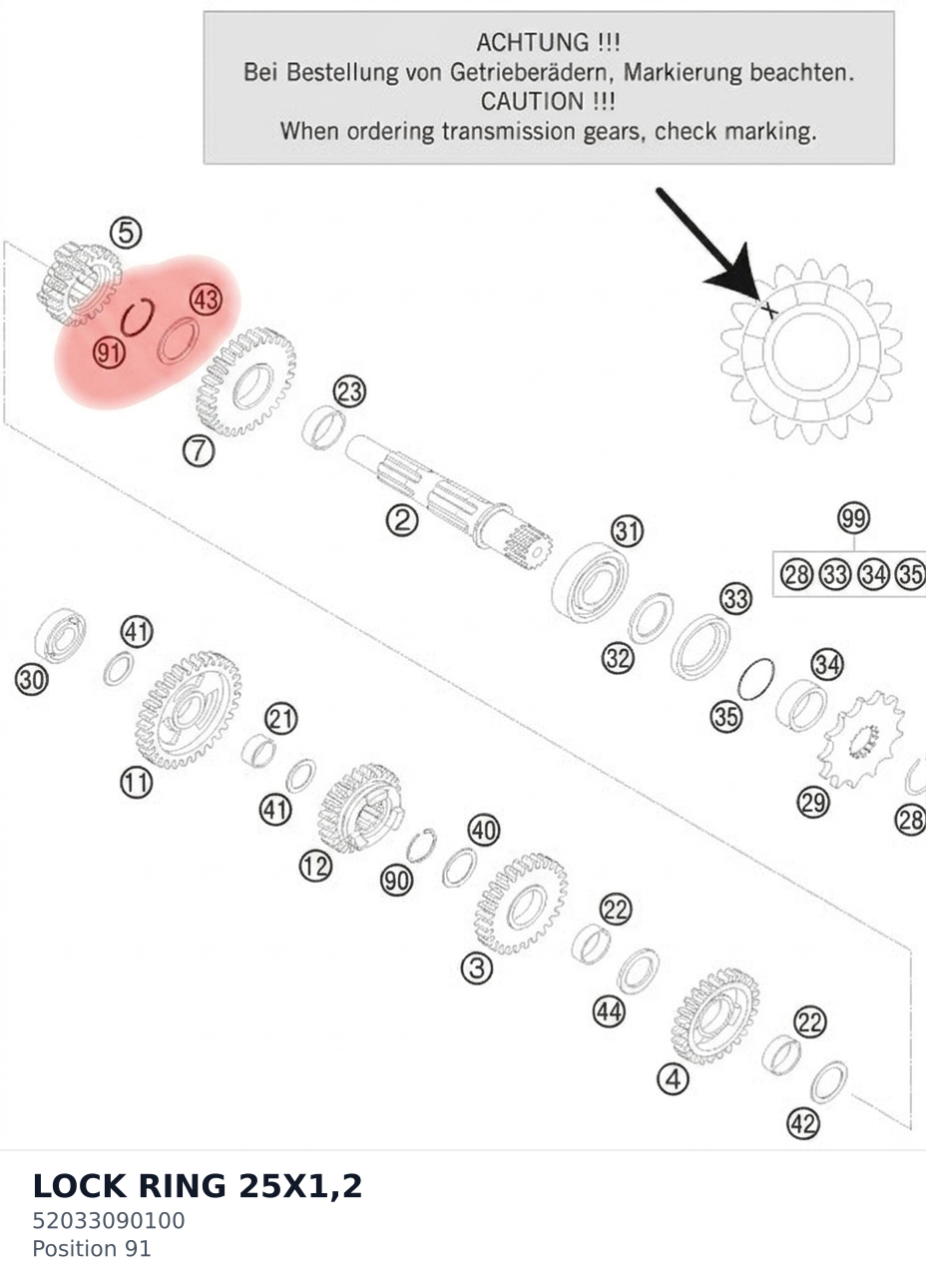Diagram preview: LOCK RING 25X1,2 (52033090100)