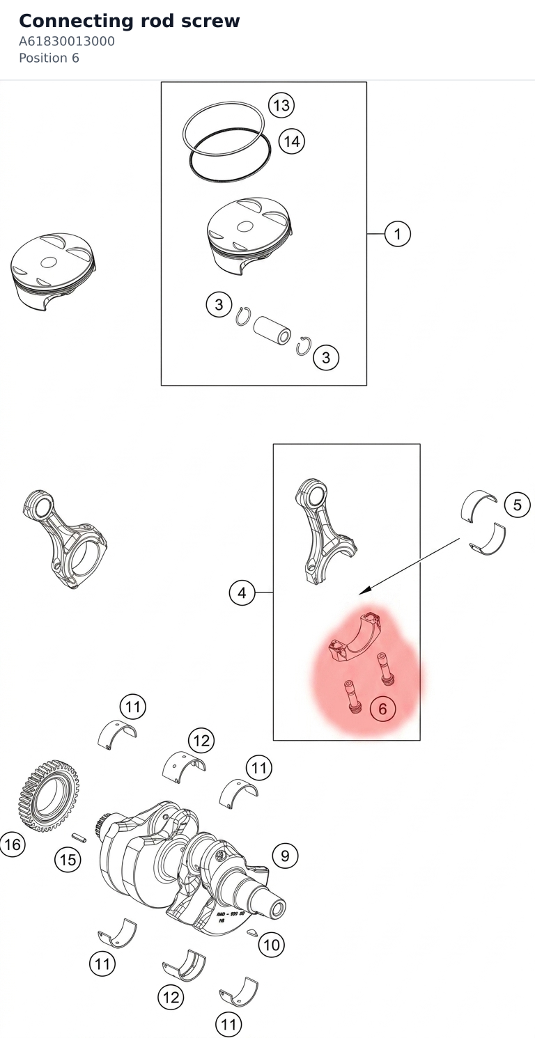 Diagram preview: Connecting rod screw (A61830013000)