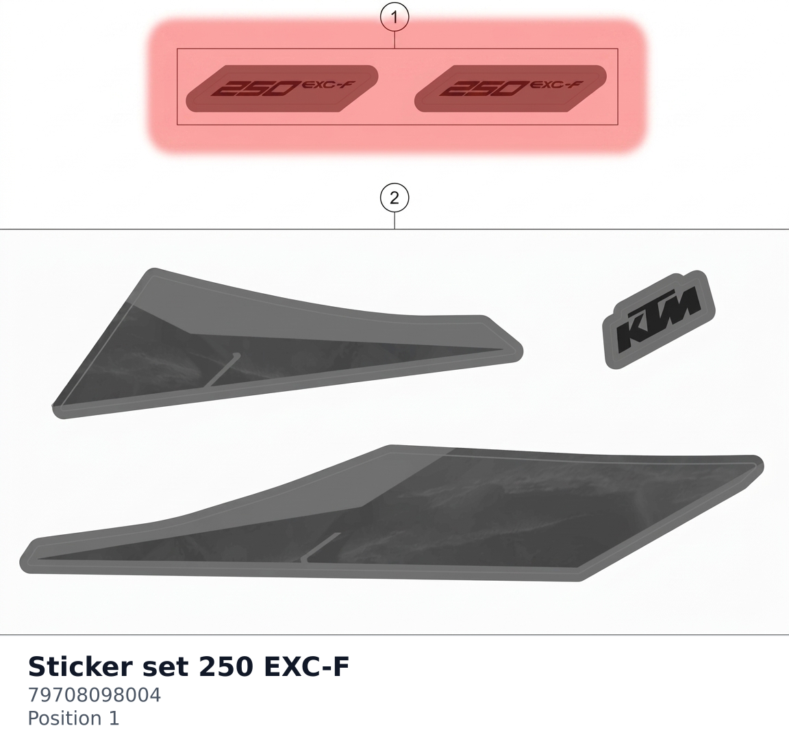 Diagram preview: Sticker set 250 EXC-F (79708098004)