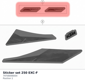 Diagram preview: Sticker set 250 EXC-F (79708098004)