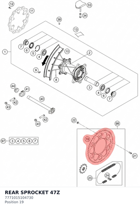 Diagram preview: REAR SPROCKET 47Z (7771015104730)
