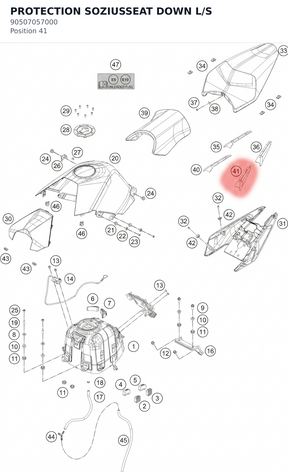 Diagram preview: PROTECTION SOZIUSSEAT DOWN L/S (90507057000)