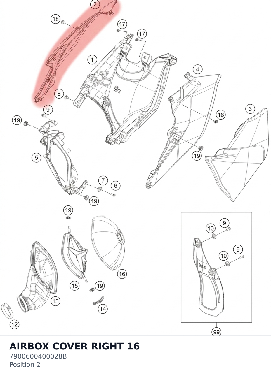Diagram preview: AIRBOX COVER RIGHT          16 (7900600400028B)