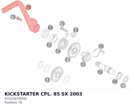 Diagram preview: KICKSTARTER CPL. 85 SX 2003 (47033070000)