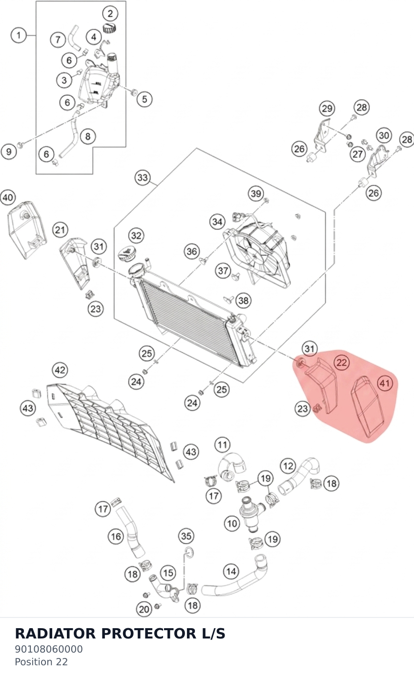 Diagram preview: RADIATOR PROTECTOR L/S (90108060000)