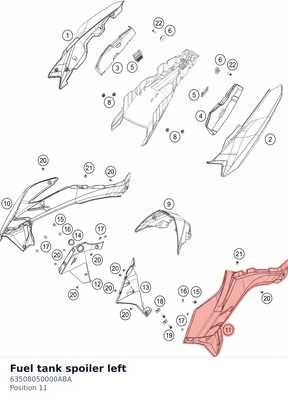 Diagram preview: Fuel tank spoiler left (63508050000ABA)