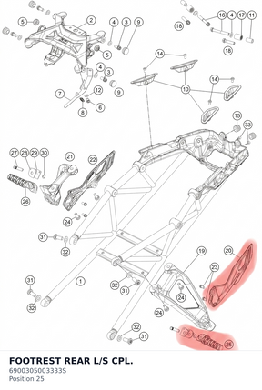 Diagram preview: FOOTREST REAR L/S CPL. (6900305003333S)