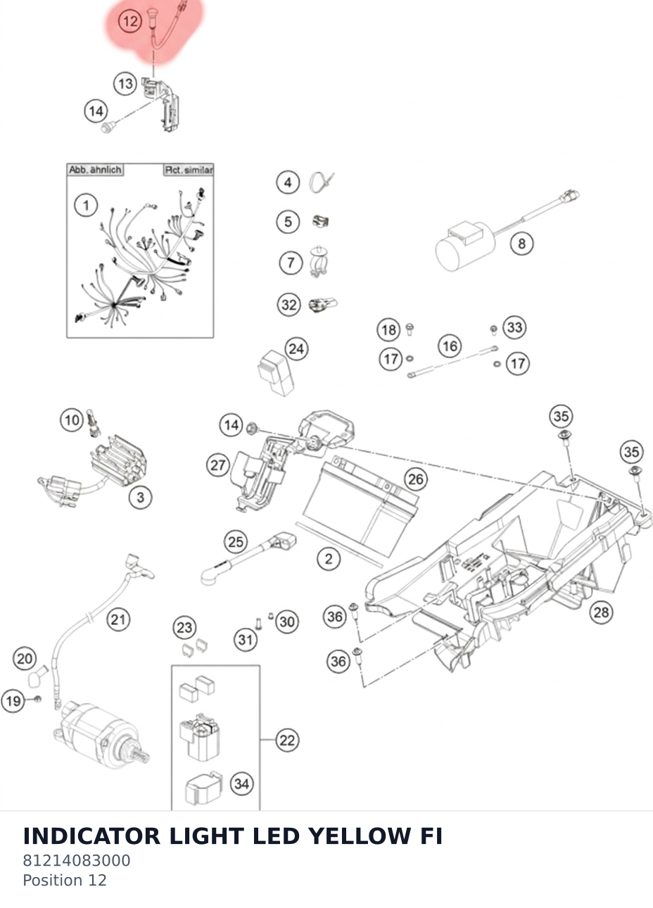 Diagram preview: INDICATOR LIGHT LED YELLOW FI (81214083000)