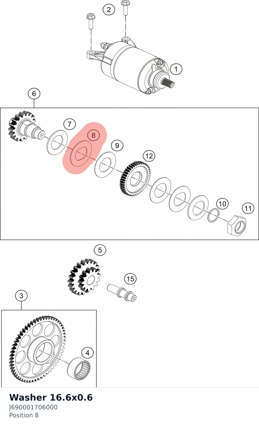 Diagram preview: Washer 16.6x0.6 (J690001706000)