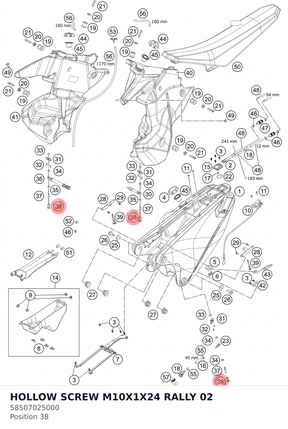 Diagram preview: HOLLOW SCREW M10X1X24 RALLY 02 (58507025000)