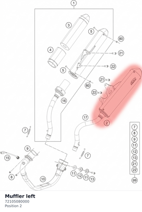 Diagram preview: Muffler left (72105080000)