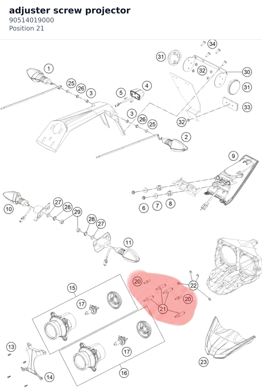 Diagram preview: adjuster screw projector (90514019000)