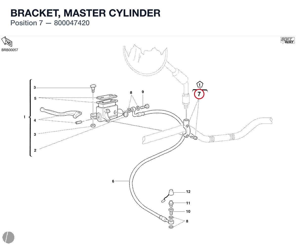 BRACKET, MASTER CYLINDER 800047420 diagram position