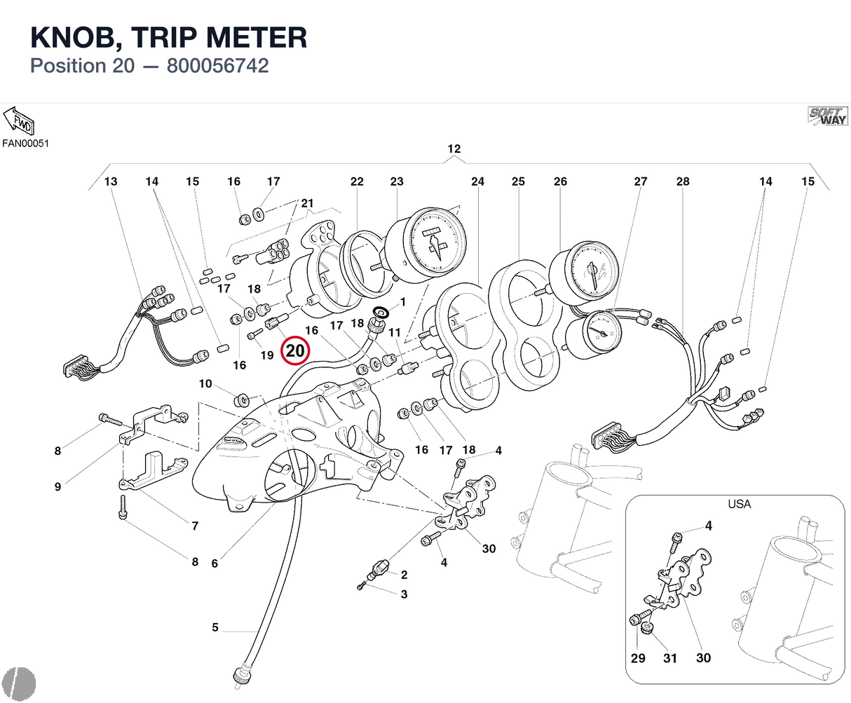 KNOB, TRIP METER