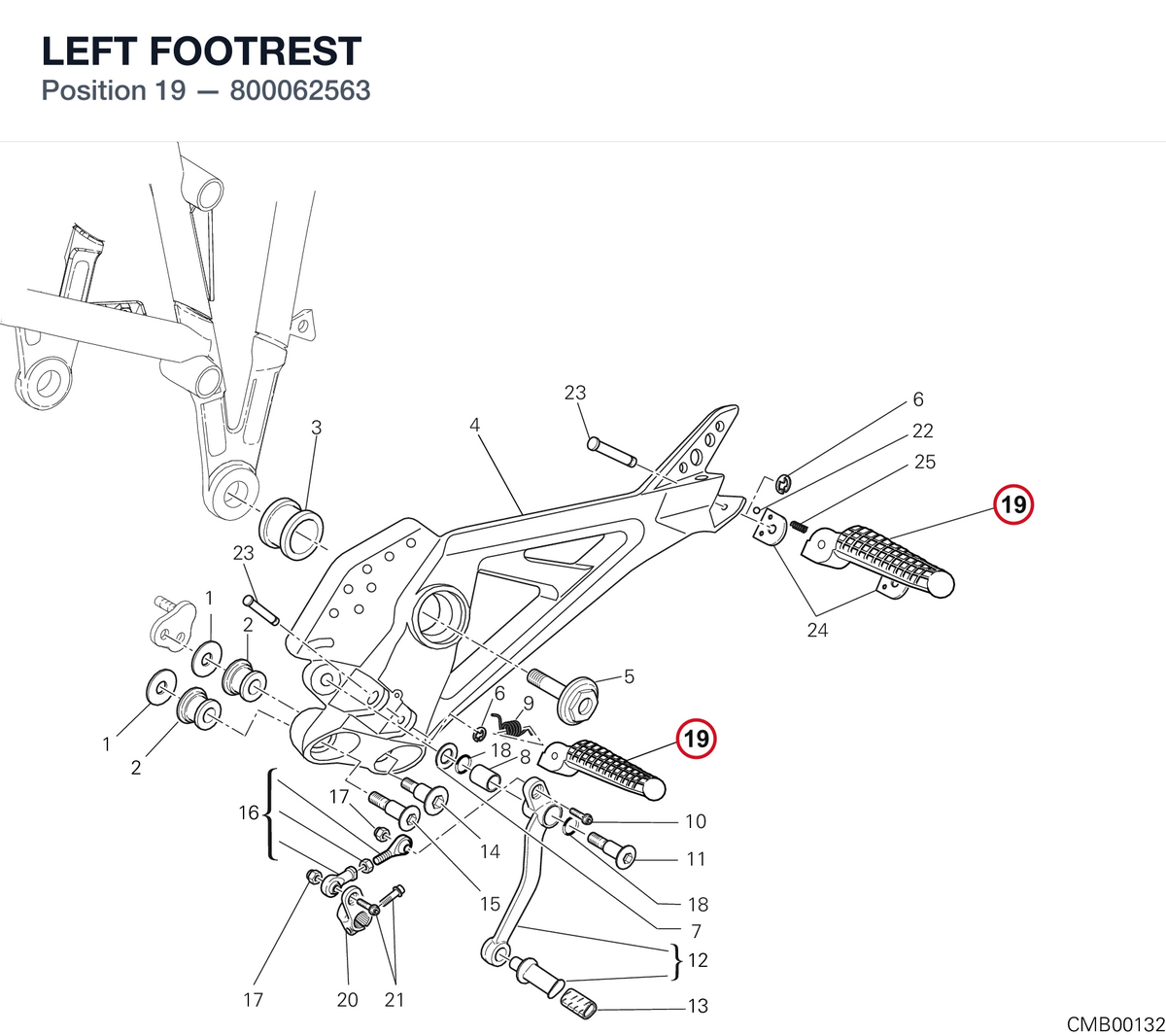 LEFT FOOTREST 800062563 diagram position