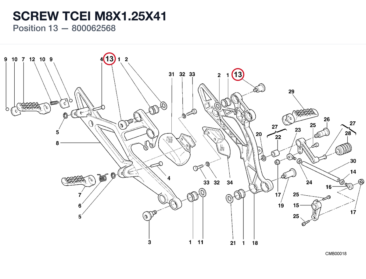 SCREW TCEI M8X1.25X41 800062568 diagram position
