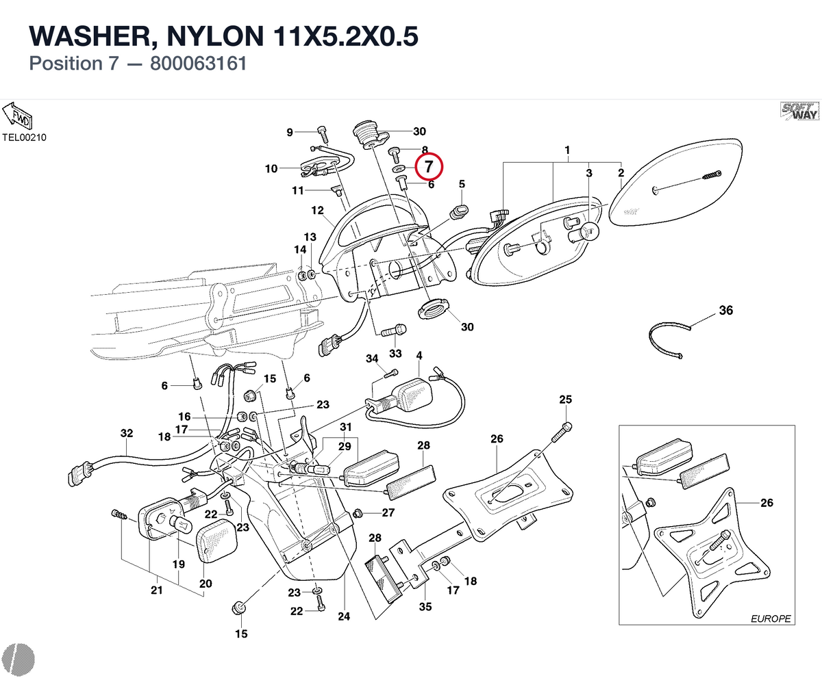 WASHER, NYLON 11X5.2X0.5 800063161 diagram position