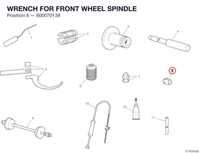 WRENCH FOR FRONT WHEEL SPINDLE 800070139 diagram position
